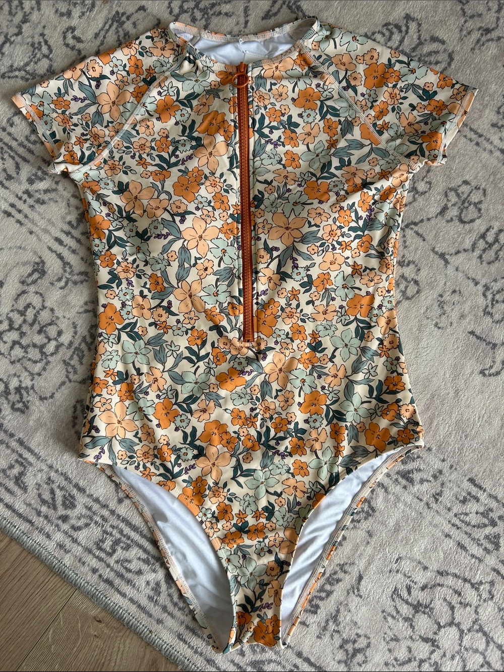 Floral One-Piece Swimsuit - Orange Floral